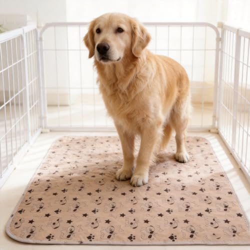 Puppy Pee Pads with Pheromones, Elite Pads for Cats, Washable Pee Pads for Dogs, Leak-Proof & Anti-Slip Pet Training Pad for Home & Travel (Brown, L)