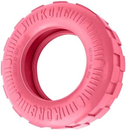 KONG Puppy Tires, Natural Rubber Teething Toy, for Small Puppies, Pink