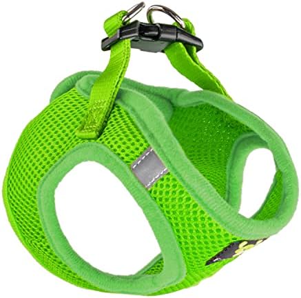 EcoBark Teacup Dog Harness, Luxury Soft Step in Dog Vest, Green, XXXS