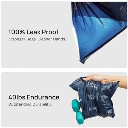 Fei & Eve Dog Poop Bags 8 Rolls, Extra Thick 25 Micron & 100% Leak-Proof