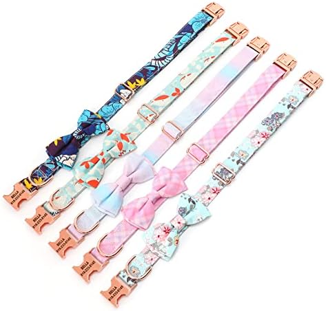 Personalized Dog Collar with Bow Tie - Birthday Custom Dog Collar Flower with Metal Buckle Adjustable Cute Collar for Girl Puppy Small Medium Large Dog