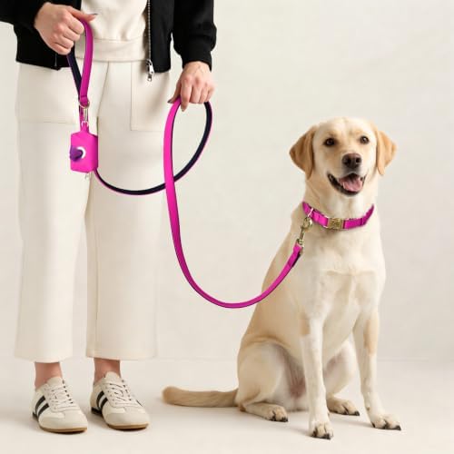 PET ARTIST Colorful Personalized Dog Collars, Breathable Soft, Hot Pink,L