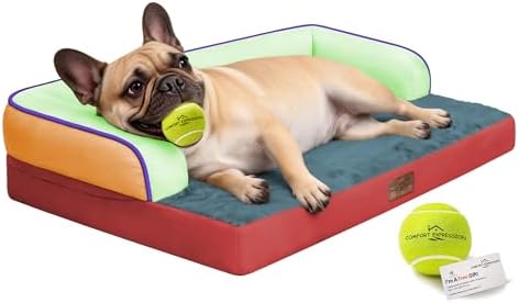 Comfort Expression Washable Dog Bed with Bolster for Medium to Large Dogs