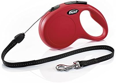 FLEXI New Classic Cord Retractable Dog Leash for Small Dogs up to 26 lbs. – 26 ft., Red | Tangle-Free Pet Walking Leash with One-Handed Brake, Pause, Lock | German Quality Product