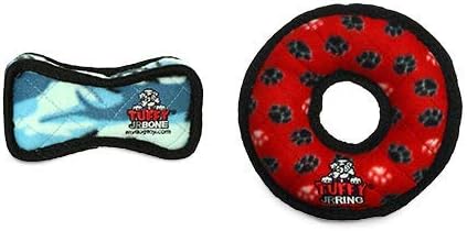 TUFFY® 2 Pack Bone and Ring Small Ultra Durable Plush Dog Toys