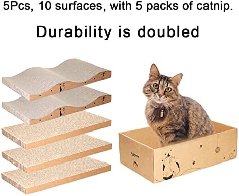 Cat Scratcher Cardboard Scratch Pad for Indoor Cats and Kitty 5pcs
