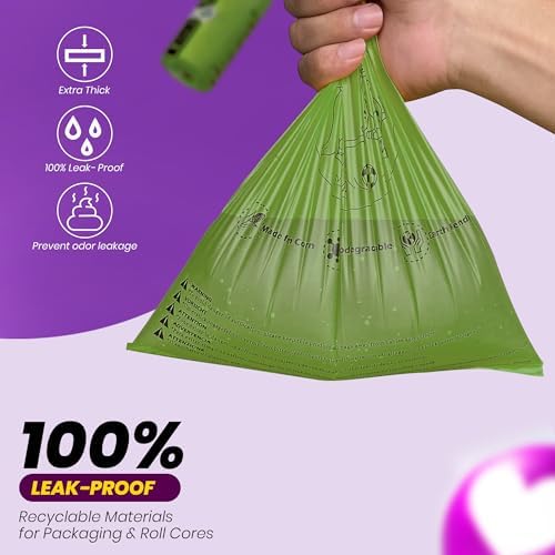 Dog Poop Bags-150 Counts with Leash Dispenser,10 Rolls,(Green)
