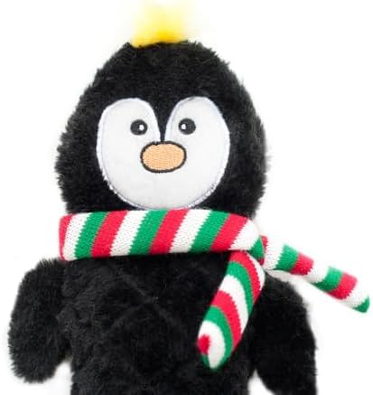 ZippyPaws Holiday Jigglerz Squeaky Plush No Stuffing Dog Toy, Penguin