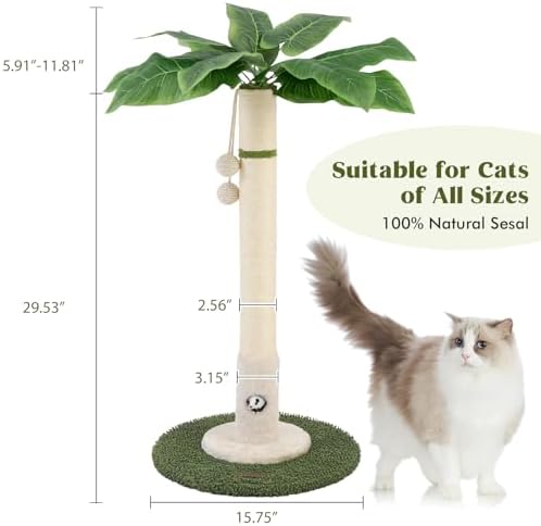 Woochpet Cat Scratching Post for Indoor Cats,36" Tall Cat Scratcher （White）