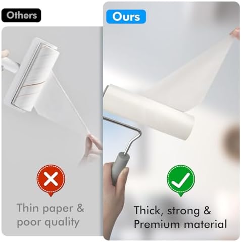 4-Pack Lint Roller Refills - 6.3 inch Width, 90 Sheets per Roll (360 Sheets Total)