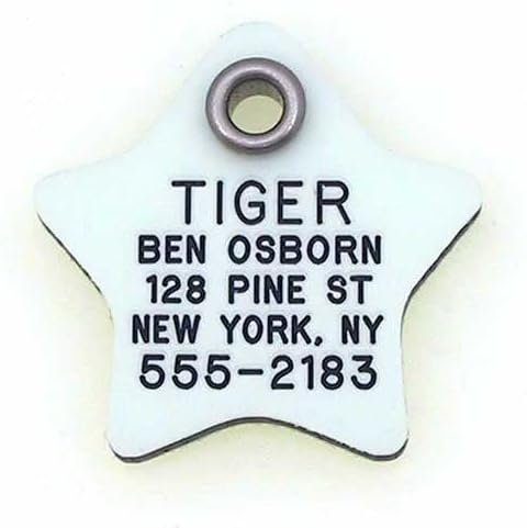 LuckyPet Glow in The Dark Dog ID Tag - Durable Custom Tags for Pets - Silent Personalized Pet Identification - Easy to Read Engraving - Large, Star