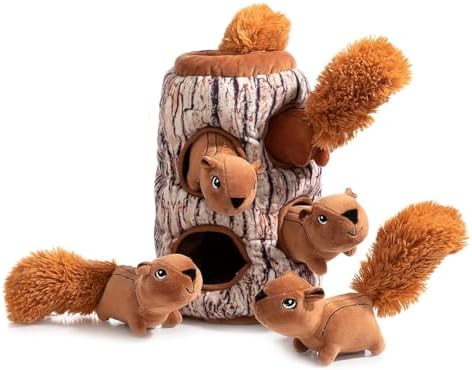 Hollypet Squeaky Hide and Seek Dog Toys for Small and Medium, Squirrel