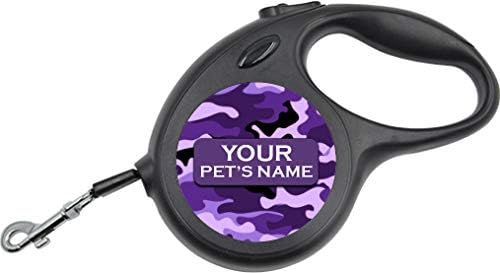 Camo Retractable Dog Walking Leash | Personalized w/Your Pet's Name (Purple)
