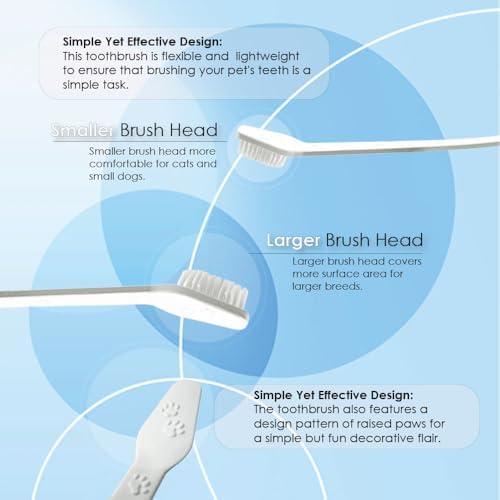 Dual-Sided Toothbrush for Dogs & Cats, Pet Toothbrush with Double Head Design for Small Medium Large Pets, Soft Bristles for Gentle Teeth Cleaning, Dog & Cat Dental Care Brush