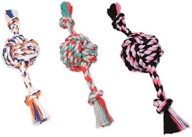 Mammoth Pet Products Flossy Chews Color Monkey Fist Ball with Rope Ends, Small, 13-Inch, MultiColored (20090F)