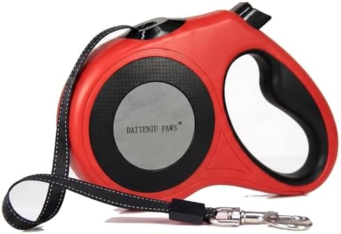 XL 16FT Retractable Dog Leash for Large Dog up to 120 lbs, Chew Proof Steel Wire Extender, One-Hand Brake & Lock, Tangle-Free Heavy Duty Walking Leash XL RED