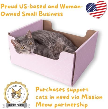 Hide & Scratch Cardboard Cat Scratcher Box & Bed Light Pink Diamond Pad