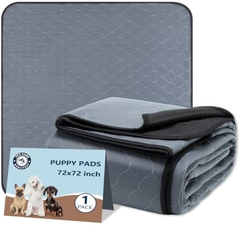 Bunlitent Washable Pee Pads for Dogs 72x72, Reusable Puppy Pad, Grey, 1Pack