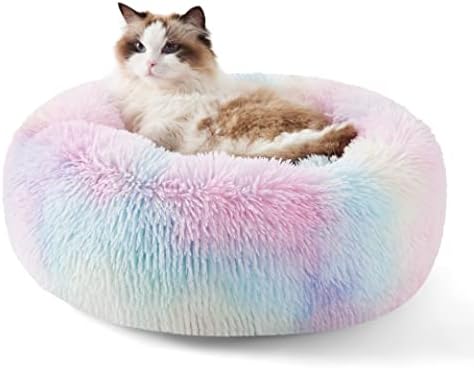 Bedsure Calming Cat Beds Donut Round Washable Kitten Bed,20 inches