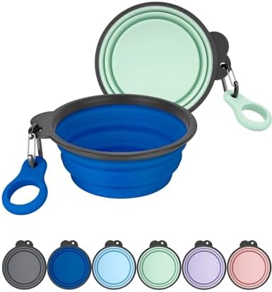 Aonkey 2 Pack 37oz/4.6 Cup Collapsible Dog Bowls with Bottle Carrier