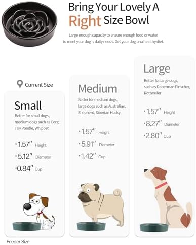 Black Ceramic Dog Bowl Slow Feeder for Medium and Large Breed,1.5 Cup 8.26 in Slow Feeding Bowl,Puzzle Dog Food Bowl for Fast Eater,Maze Dish for Fast Eater