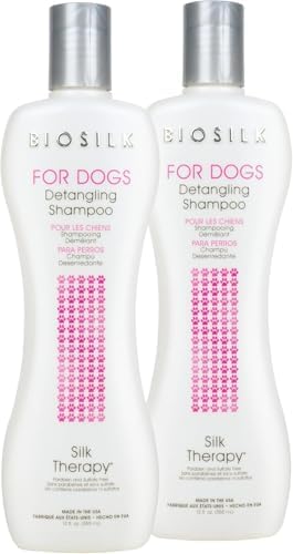 BioSilk for Dogs Silk Therapy Detangling Dog Shampoo, 12 Fl Oz, 2-Pack