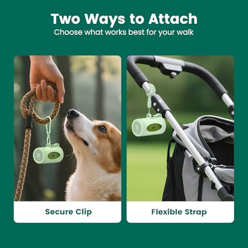 Dog Poop Bags Rolls with Retractable Poop Bag Holder, Leak Proof and Extra Thick Lavender Pet Waste Bags, 70% Recycled GRS Certified, 1 Dispenser and 105 Bags for Doggy Walking & Cat Litter