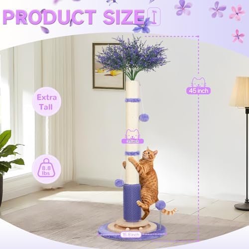45" Tall Cat Scratching Post for Large,Heavy Duty Scratcher Tree