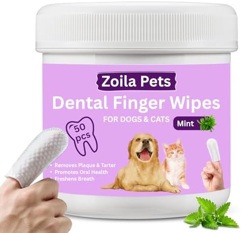 Dog & Cat Dental Wipes - Finger Toothbrush for Plaque, Tartar & Breath