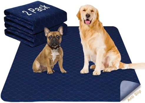 2Pack Dog Pads Washable 53”x65”,Pee Pads Waterproof,Anti Skid for Whelping Training