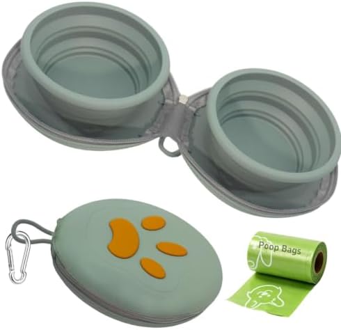 2-in-1 Collapsible Dog Travel Bowl Portable Silicone Carabiner