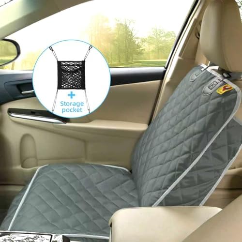 Bark Lover Car Seat Covers Front Seats,Car Seat Protector for Dogs,Scratch-Proof Dog Car Seat Cover,Universal Fit for Cars Trucks SUVs(Grey,1 Pack)