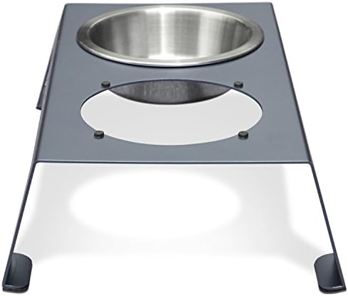 PetFusion Elevated Dog Bowls, Cat Bowls -- Premium Anodized Aluminum Feeder (Short 4"). Us Food Grade Stainless Steel Raised Bowls,Metallic Gray