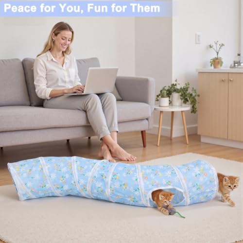 Glittme S-Shape Cat Tunnel, Foldable Cat Tunnels for Indoor Cats