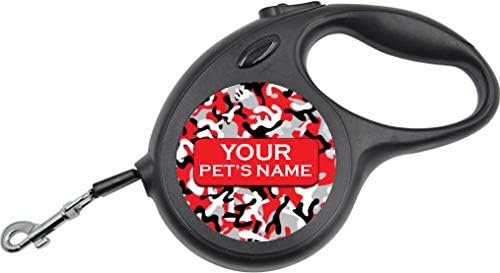 Camo Retractable Dog Walking Leash | Personalized w/Your Pet's Name (Red)