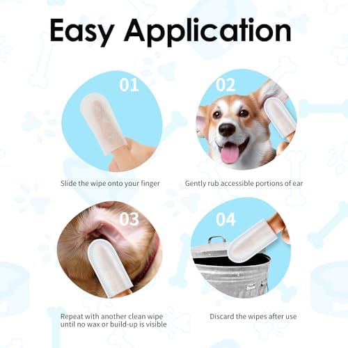 Mooncat Pet Ear Cleaning Finger Wipes — Silicone Dots, Cat & Dog, 40ct