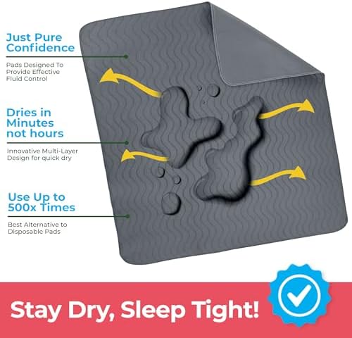 4 Pack Waterproof Reusable Heavy Absorbency Incontinence Bed Pads 34"x36"