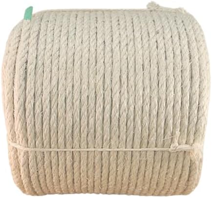 Premium Brazilian Sisal Rope, Natural Fiber 100% Sisal, Ultra Durable, Chemical-Free, Ideal for DIY, Cats, Scratching Post Replacement, Home Decor, Garden, Crafting (3/8” 600 ft / 9.5mm 180m)
