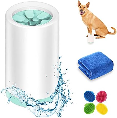 Dog Paw Cleaner for Pet Grooming, Washer Large Dogs with Silicone Scrubber Dogs, 2 In 1 Portable Cleaning Brush Feet a Soft Towel to Dry
