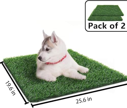 Artificial Grass for Dogs Pee Tray Fake Grass Mat for Professional Puppy Potty Trainer Replacement Dog Grass Pad for Indoor and Outdoor (25.5x19.5 Inch(Pack of 2))