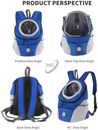 PETCUTE Pet Carrier Backpack,Breathable Dog Backpack Carrier with Adjustable Straps,Side Storage Pockets,Dog Head-Out Backpacks with Safety Belt,Puppy Front and Back Carriers for Small Dogs Cats