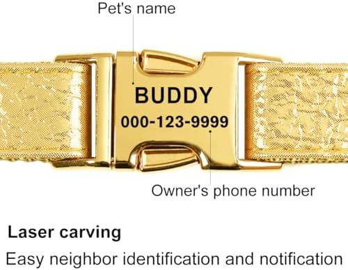Glare Gold Personalized Dog Collars Leather and Nylon Thicken Design