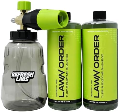 LawN Order Artificial Turf Cleaner & Odor Eliminator – Enzyme Powered, Pet & Kid Safe, Removes Pet Mess Smells (Foam Cannon + 2 Bottles)