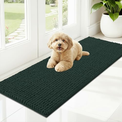 OLANLY Dog Door Mat for Muddy Paws 47x17, Extra Absorbent Chenille Mud Mat