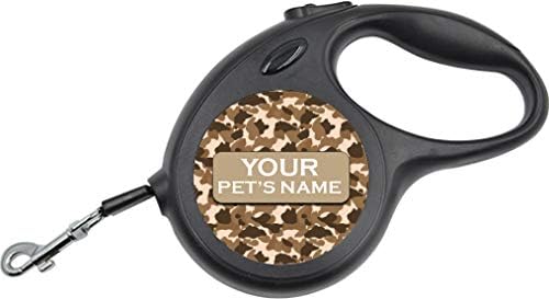 Camo Retractable Dog Walking Leash | Personalized w/Your Pet's Name (Brown)
