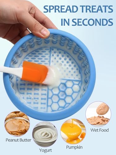 Dog Lick Bowl with Brush and Scraper, Anxiety Relief Lick Mat for Dogs, Non-Slip Freeze Licking Bowl Enrichment Puzzle Feeder for Distraction, BPA Free Silicone, Dishwasher Safe