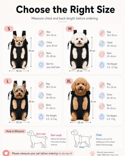 Cat Carrier Backpack, Adjustable Front Pet Carrier with Legs Out Design for Small Medium Dogs Cats 5-18 Lbs, Soft Wearable Dog Chest Sling Pouch for Hiking Camping Travel Cycling Outdoors