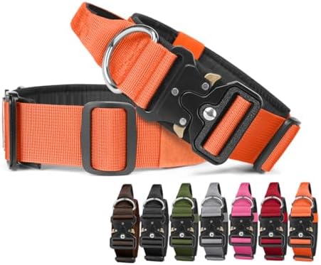 Tactical Dog Collar with Handle,Orange XL
