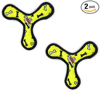 TUFFY® : 2 Pack Boomerang Dog Toy: Ultra Durable Plush Toy with Multiple Layers & Reinforced Seams, Washable and Floats, Original Construction