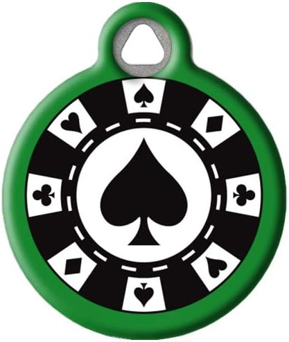 Poker Chip Pet ID Tag for Dogs and Cats, Silent Polymer Coated Stainless Steel Nametag with Customized Identification Information, Large 1.25" Diameter